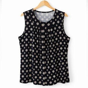 *NWOT* Croft & Barrow Black/Tan Pleated Tank Top- XXL